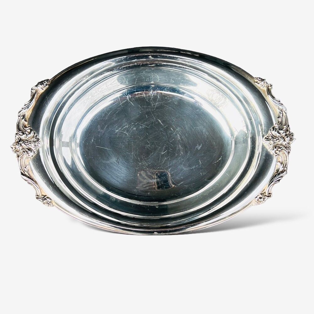 VTG Silverplate oval bowl, embossed handle,